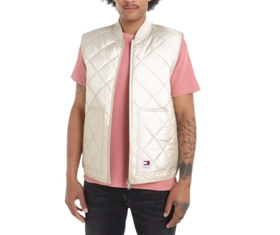 TOMMY HILFIGER Tjm Reg Entry Vest vyriška liemenė, 2XL, balta, dygsniuota, RRP 149 € 