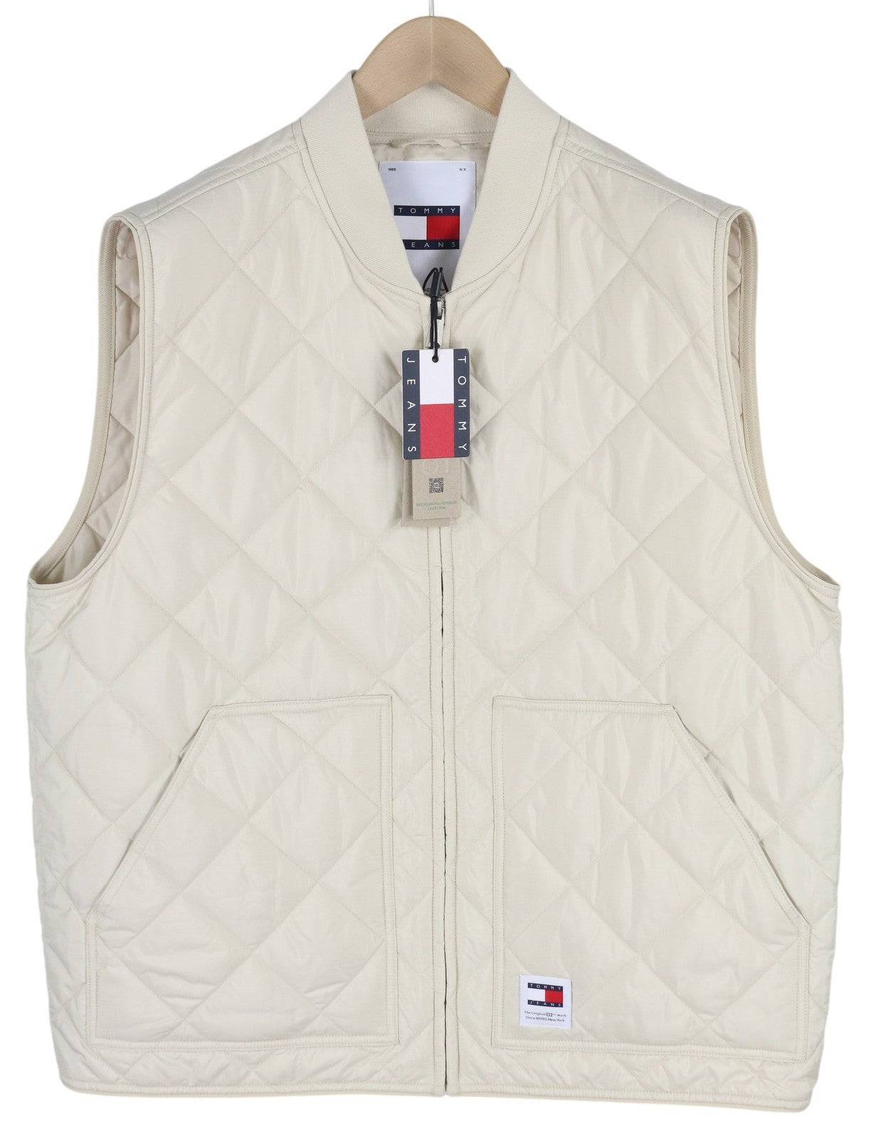 TOMMY HILFIGER Tjm Reg Entry Vest vyriška liemenė, 2XL, balta, dygsniuota, RRP 149 € 