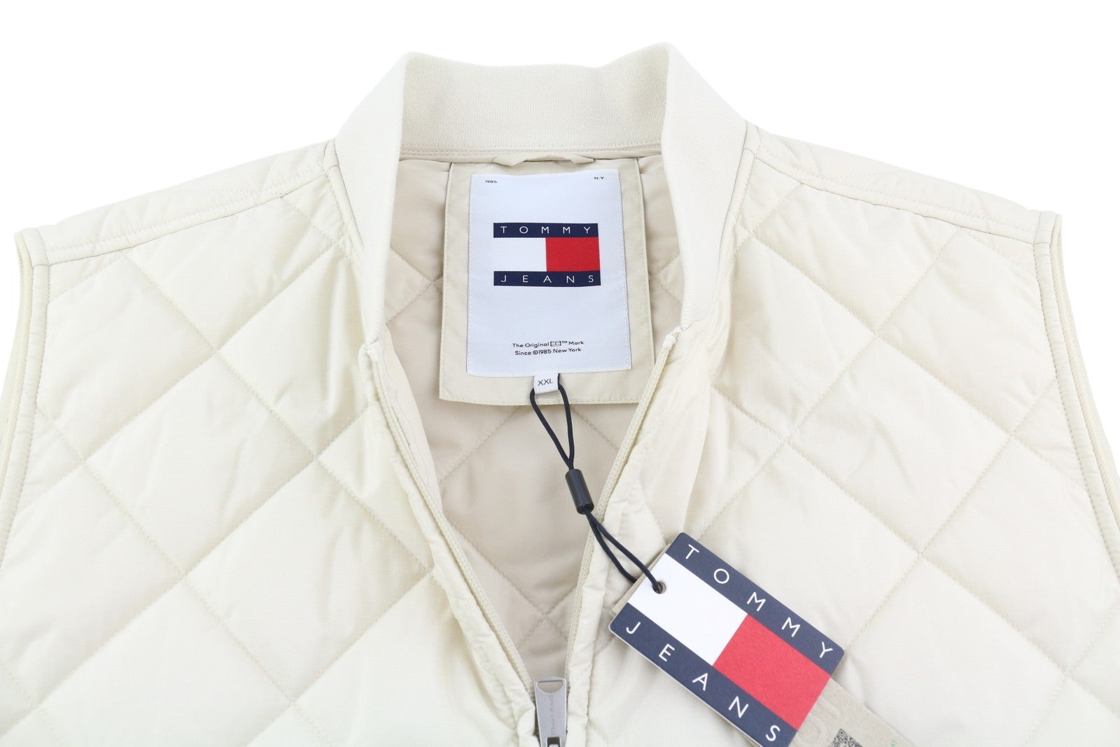 TOMMY HILFIGER Tjm Reg Entry Vest vyriška liemenė, 2XL, balta, dygsniuota, RRP 149 € 