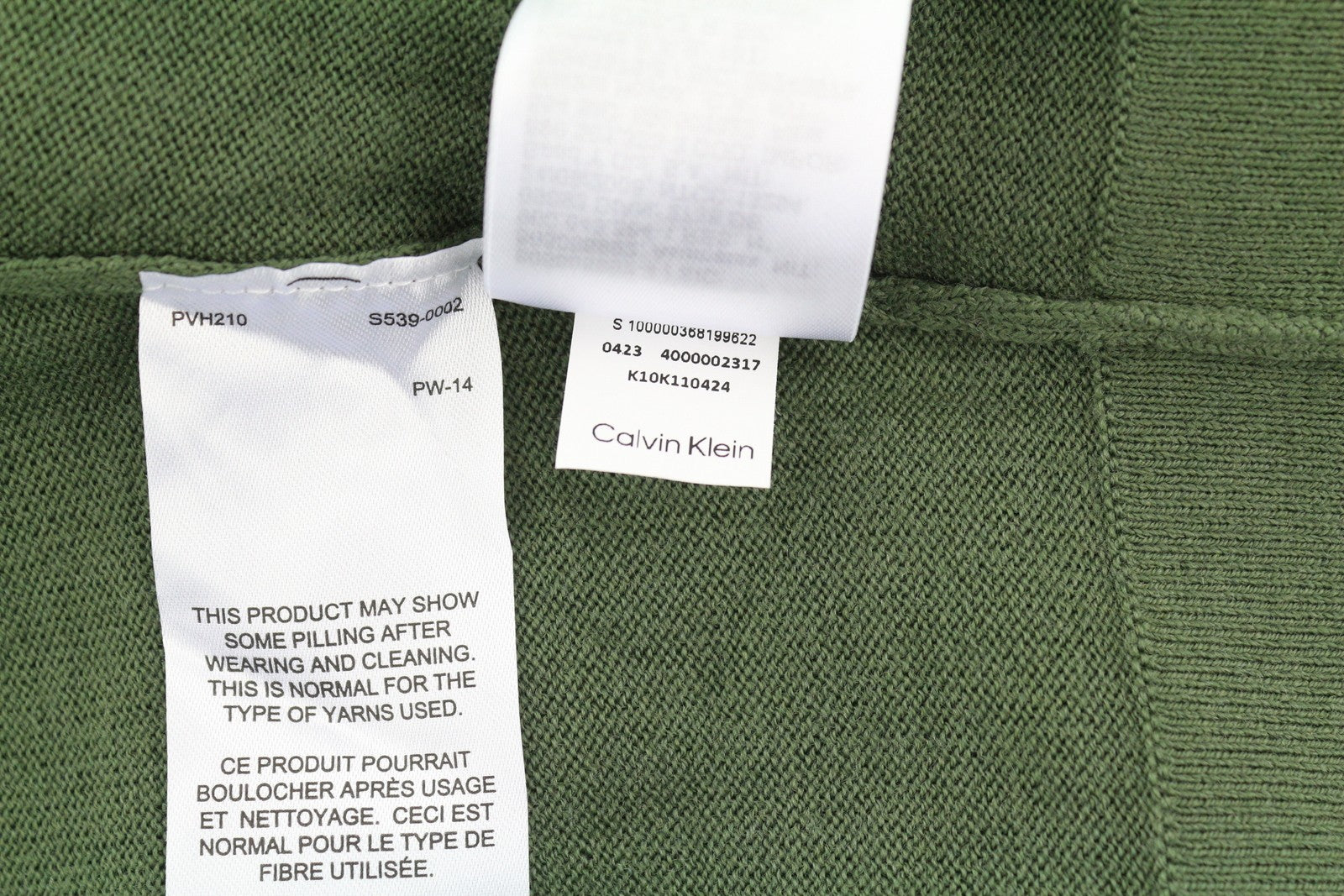 CALVIN KLEIN Merino Mock Neck Vyriškas Megztinis M Žalias Vilnonis Tvirtas Megztinis Su Logotipu 
