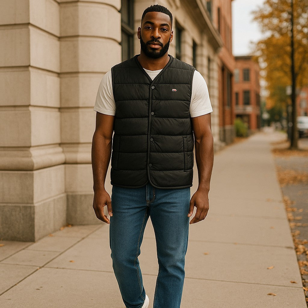 TOMMY HILFIGER Tjm Light Down vyriška liemenė XS dydžio, juoda, su ančių pūkų užpildu, rekomenduojama kaina – 149 € 