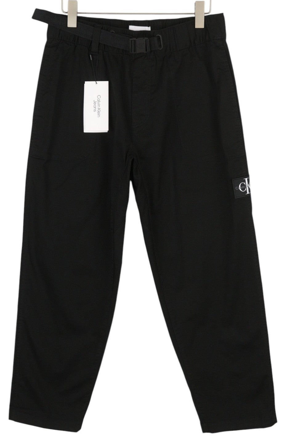CALVIN KLEIN vyriškos kelnės su diržu, tiesios, M, juodos, su raišteliu, įprasto kirpimo 