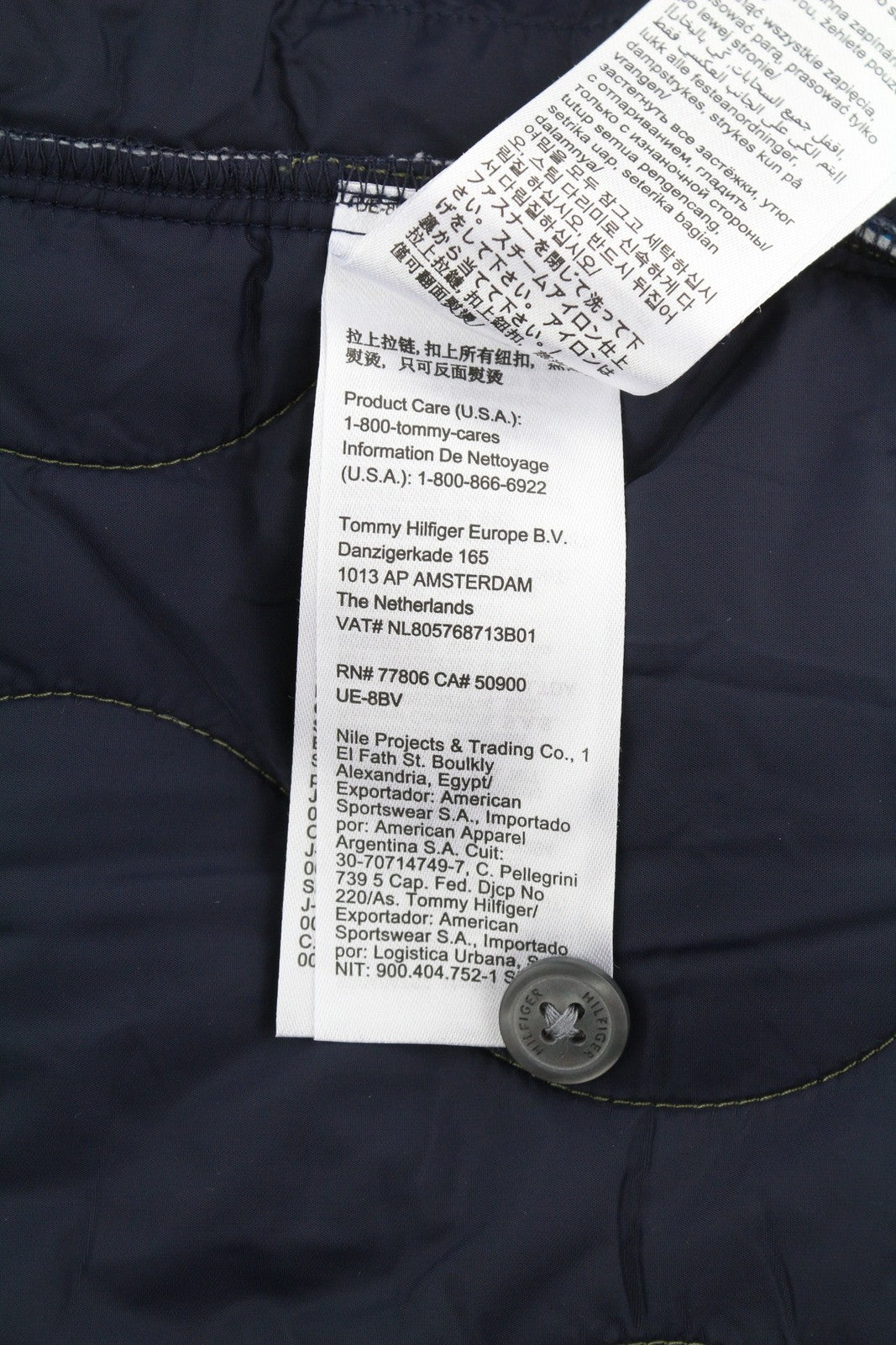 TOMMY HILFIGER languotas dygsniuotas marškinėlių tipo vyriškas švarkas, L dydžio, su sagomis ir paminkštintu pamušalu. 