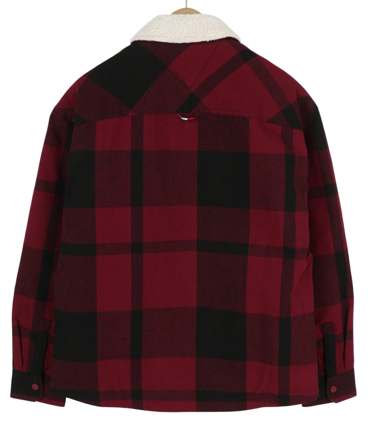 TOMMY HILFIGER Tjm Check Sherpa vyriška striukė S raudona su sagomis ant marškinėlių RRP170