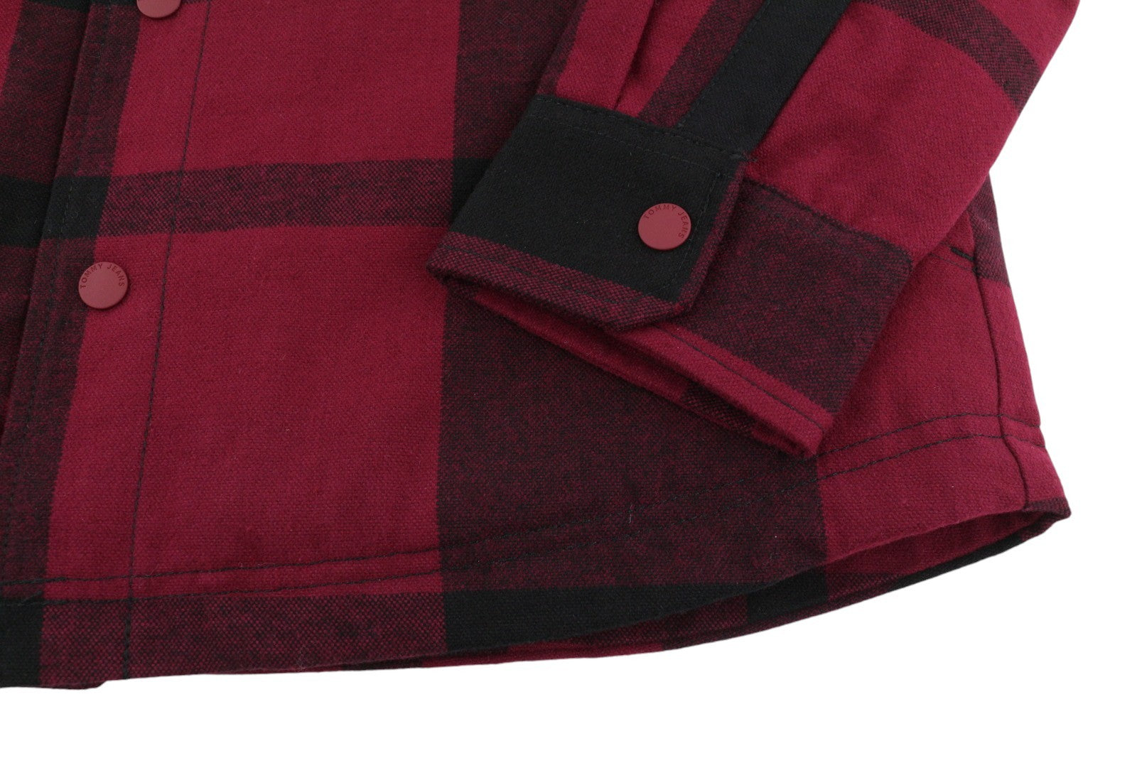 TOMMY HILFIGER Tjm Check Sherpa vyriška striukė S raudona su sagomis ant marškinėlių RRP170