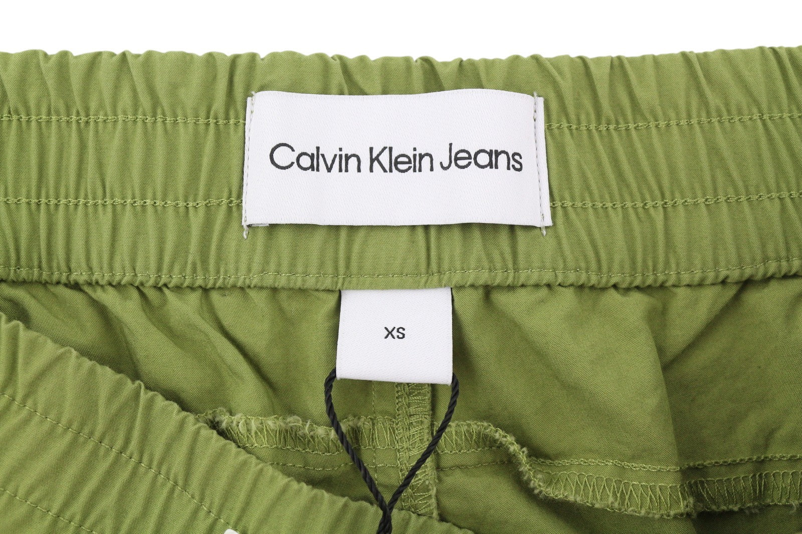 CALVIN KLEIN Utility Cotton Pop vyriškos kelnės XS, žalios, su elastingu juosmeniu, užtrauktuku