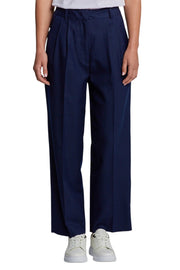 GANT vilnos mišinio HW klostuotos moteriškos kelnės EU34 tamsiai mėlynos platėjančios iki kulkšnių 