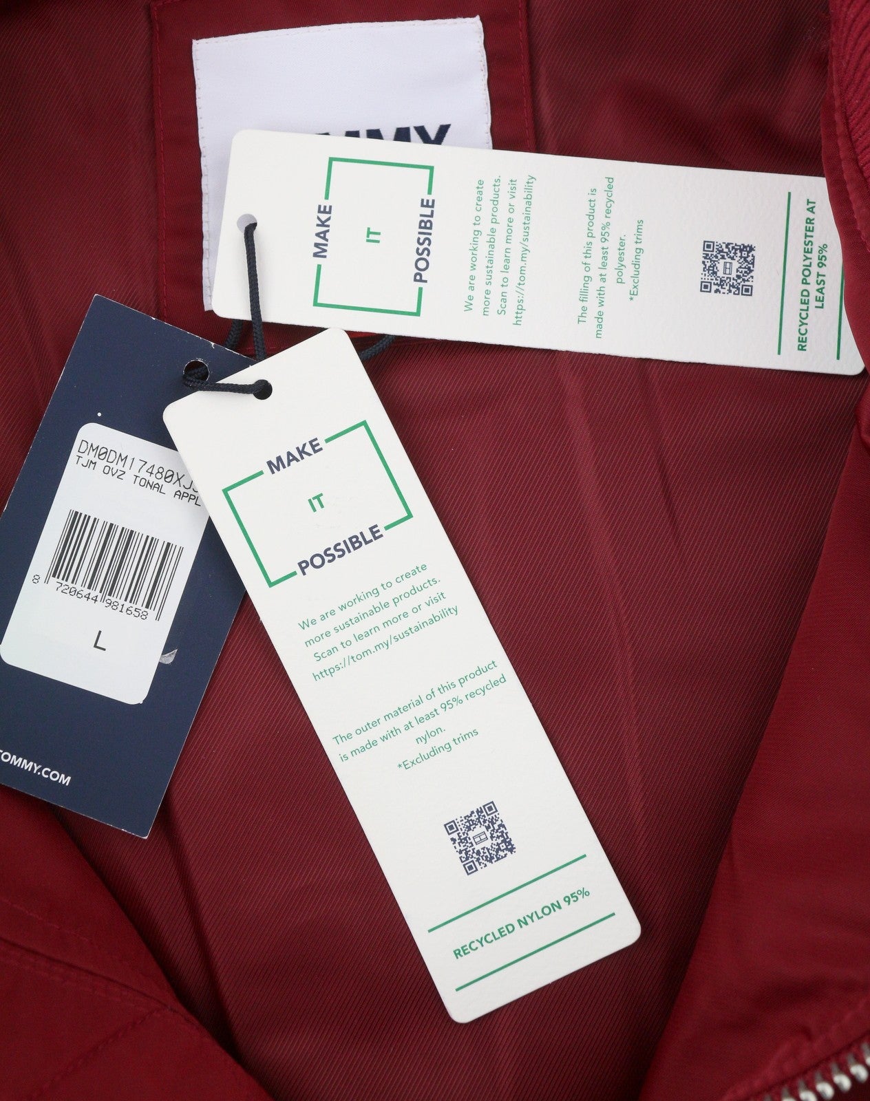 TOMMY HILFIGER Tjm Ovz Tonal Appl vyriška striukė L dydžio paminkštinta bomber striukė, rekomenduojama kaina – 299 € 