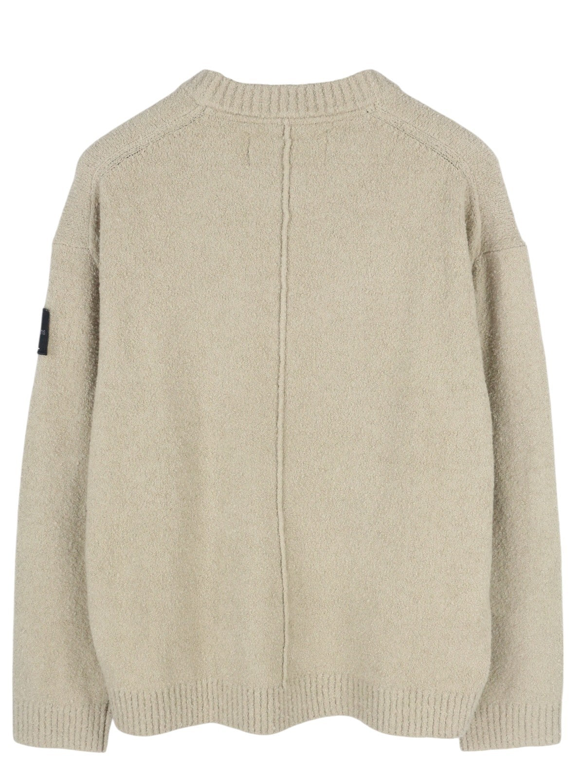 CALVIN KLEIN „High Texture“ vyriškas megztinis L dydžio, smėlio spalvos, su logotipu, laisvalaikio megztinis, rekomenduojama kaina – 139 € 