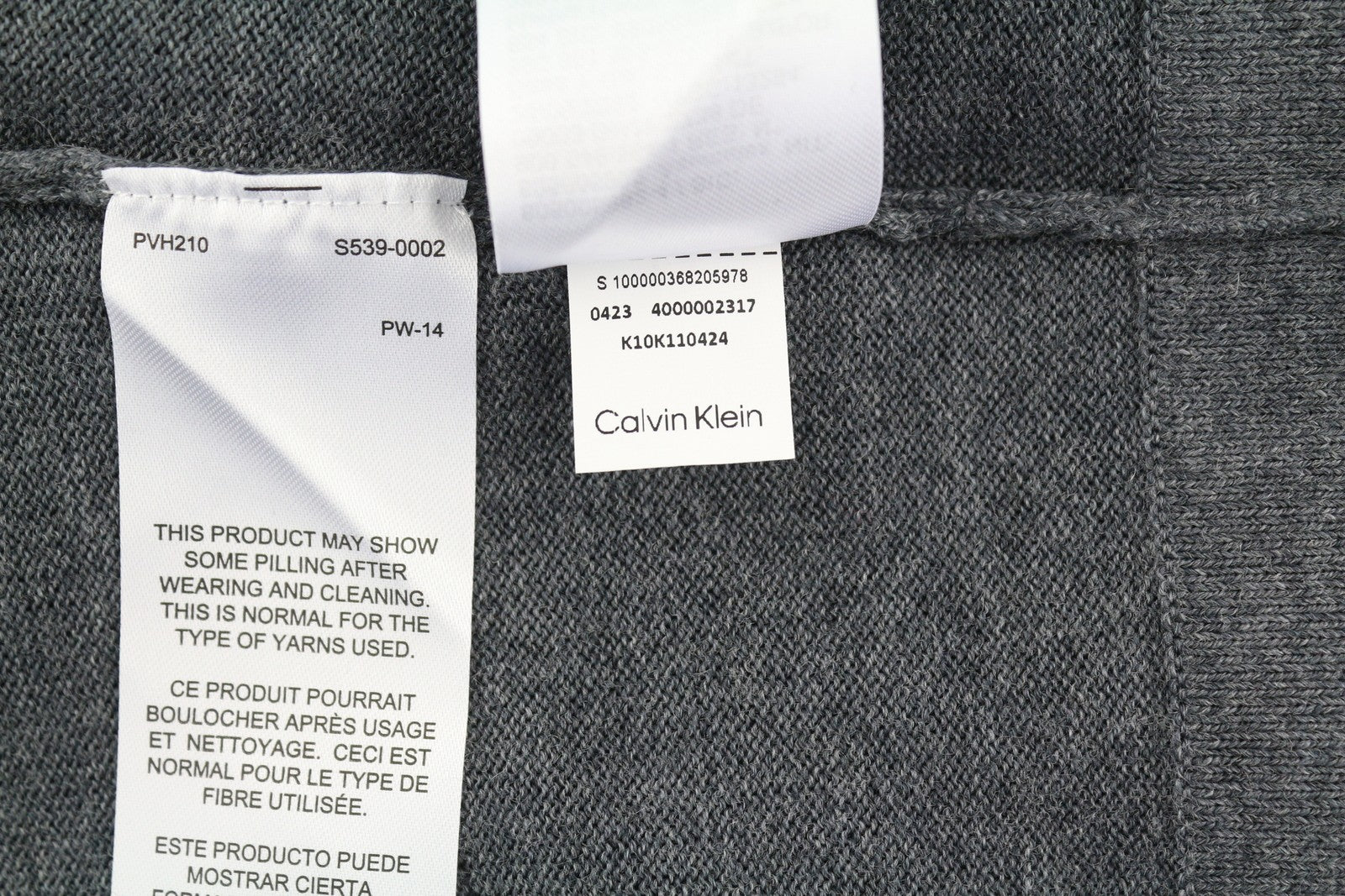 CALVIN KLEIN Merino Mock Neck Vyriškas Megztinis M Pilkas Vilnonis Tvirtas Megztinis Su Logotipu 
