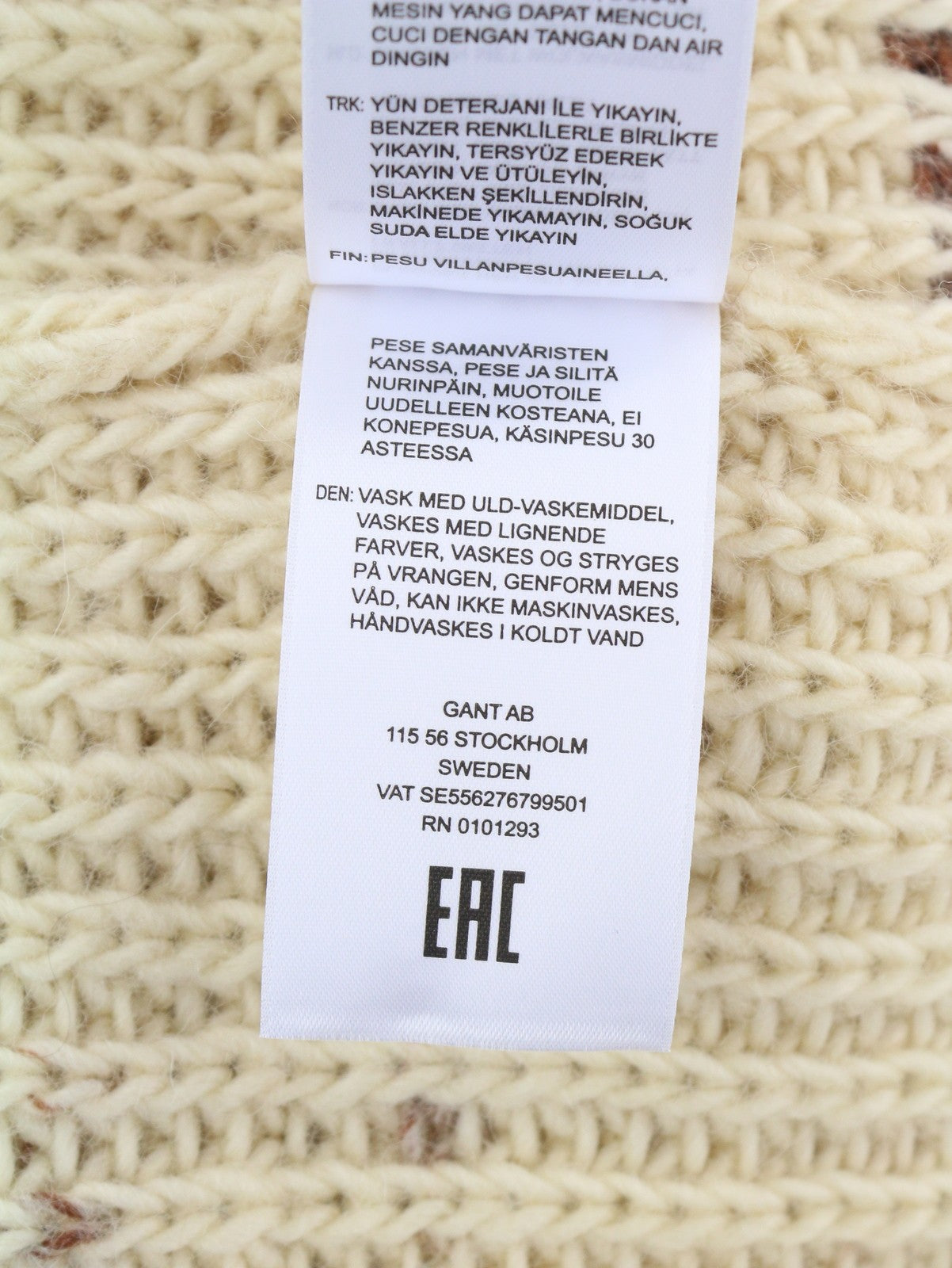 GANT Multi Color Turtle Women Jumper M Beige Wool Tight-Knit Patterned Pullover