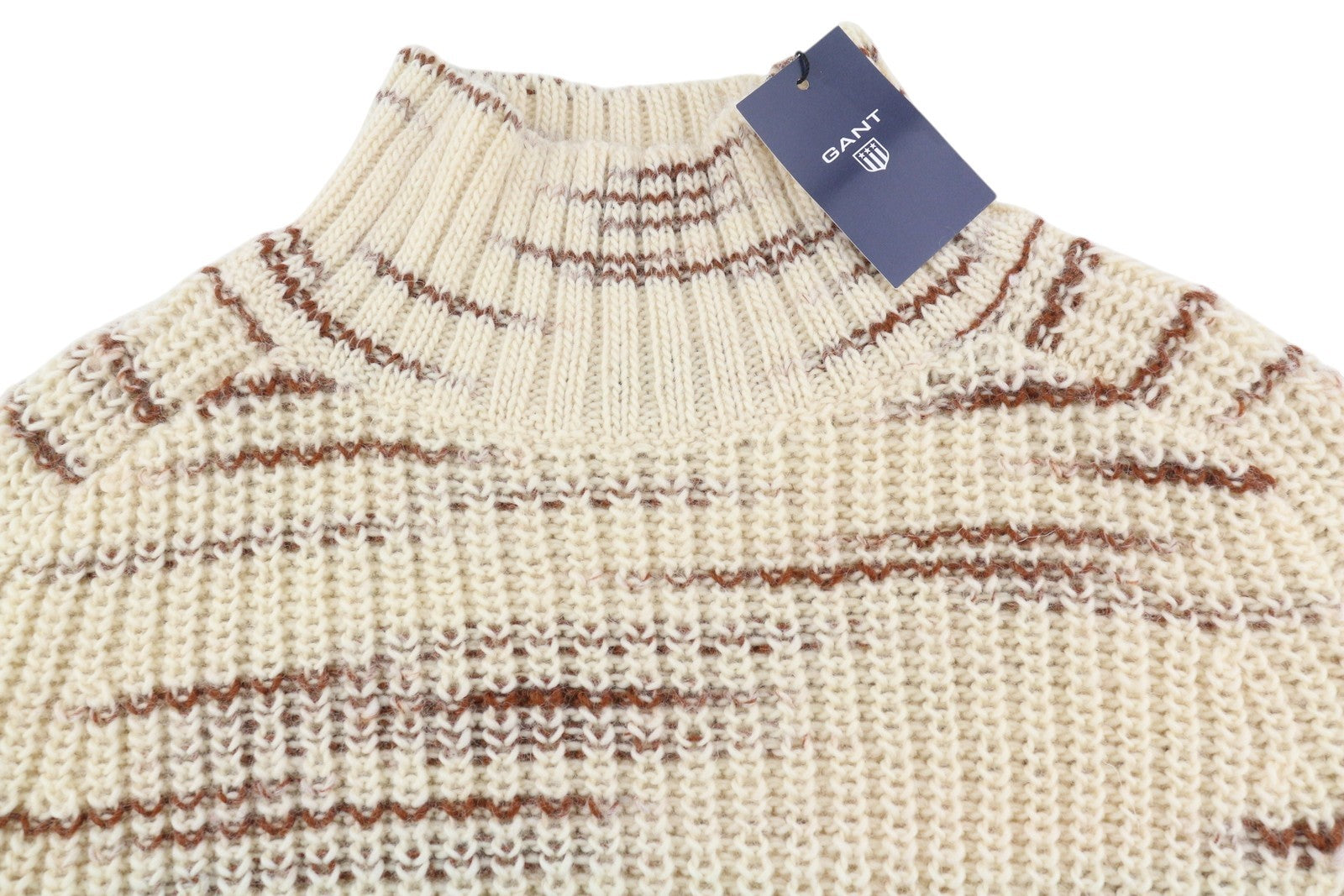 GANT Multi Color Turtle Women Jumper M Beige Wool Tight-Knit Patterned Pullover