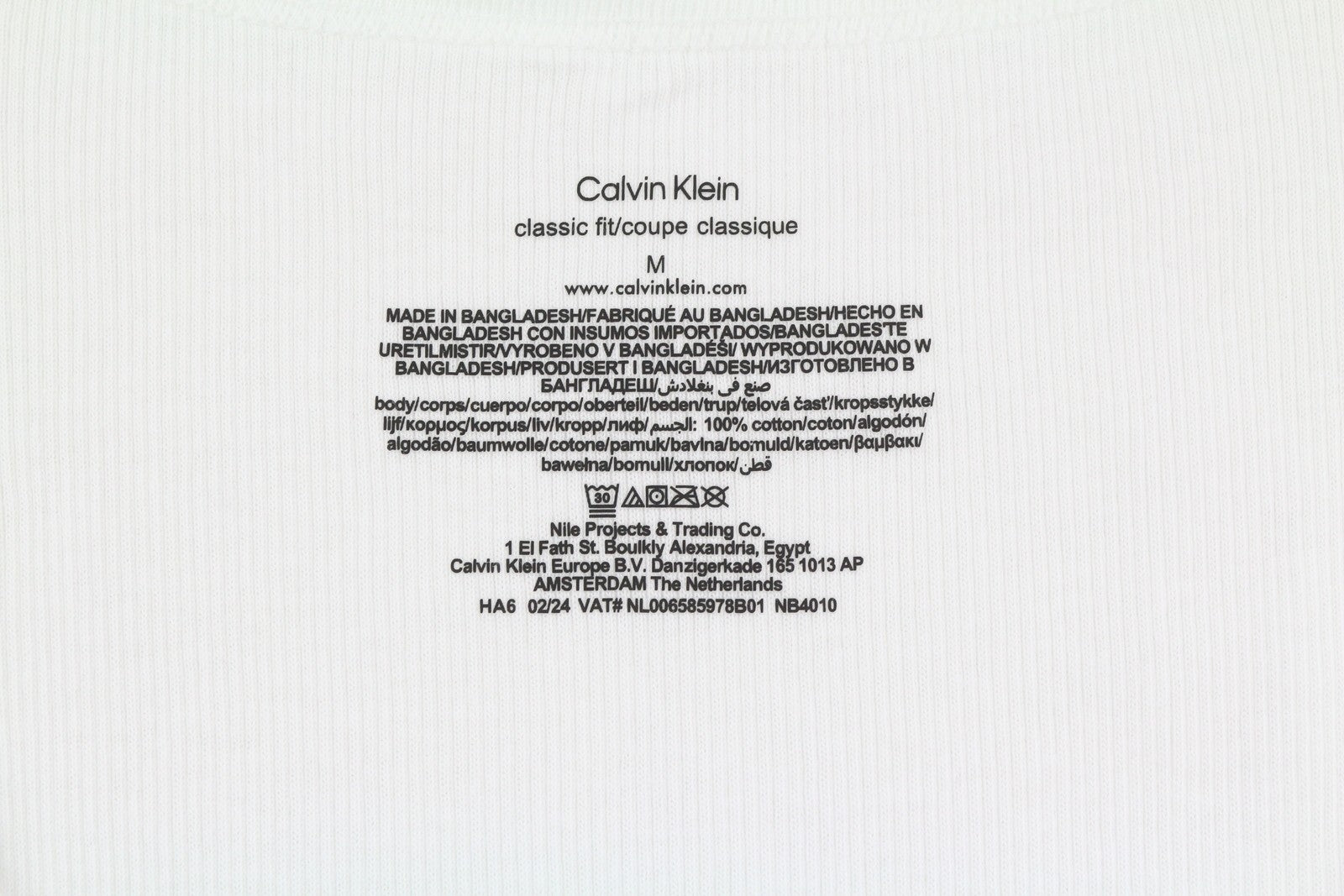 CALVIN KLEIN vyriški marškinėliai M, balti, be rankovių, klasikinio kirpimo, briaunoti apatiniai, 3 vnt. pakuotėje. 