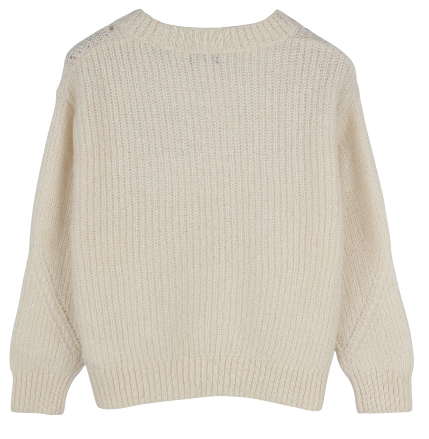 GANT Mohair Detail C-Neck Women Jumper L Off White Wool Blend Knitted Pullover
