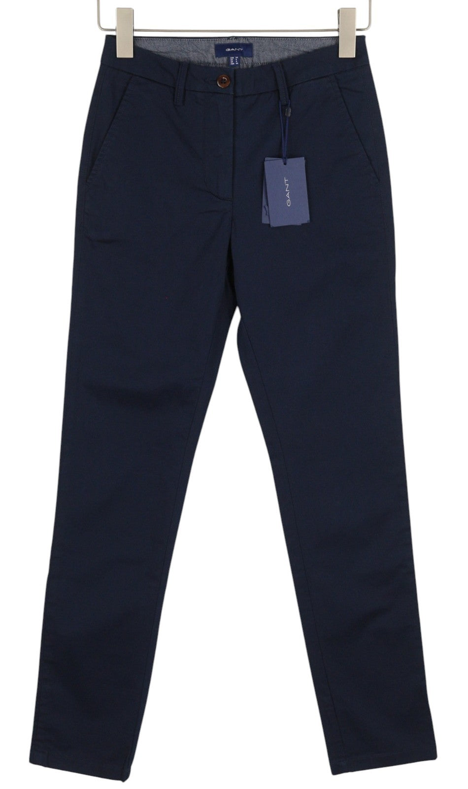 GANT Slim Classic Chino moteriškos kelnės EU34 tamsiai mėlynos, plonos, su užtrauktuku, laisvalaikio stiliaus 