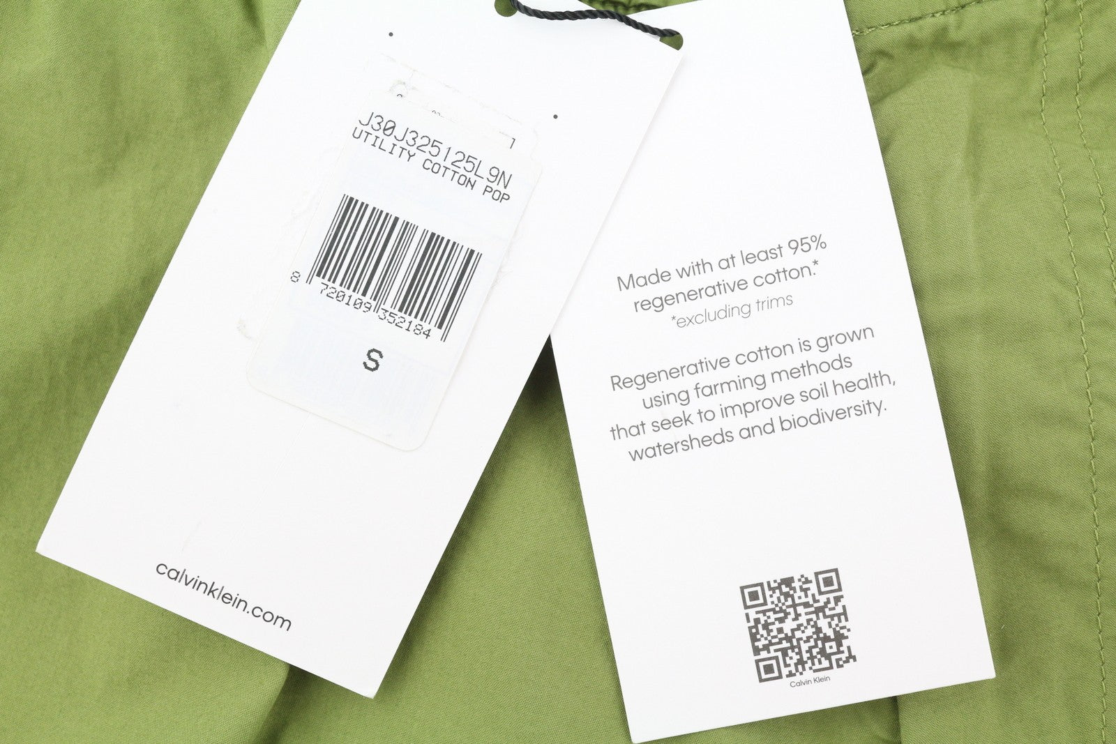 CALVIN KLEIN Utility Cotton Pop vyriškos kelnės, žalios, su elastingu juosmeniu, užtrauktuku