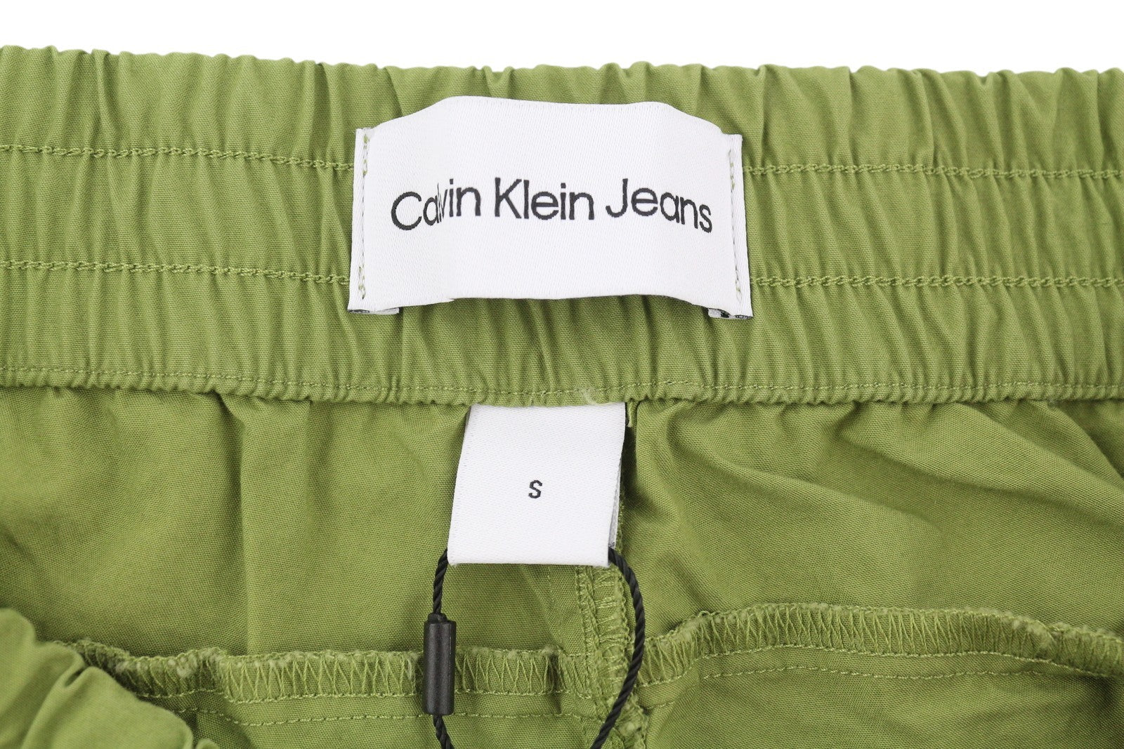 CALVIN KLEIN Utility Cotton Pop vyriškos kelnės, žalios, su elastingu juosmeniu, užtrauktuku