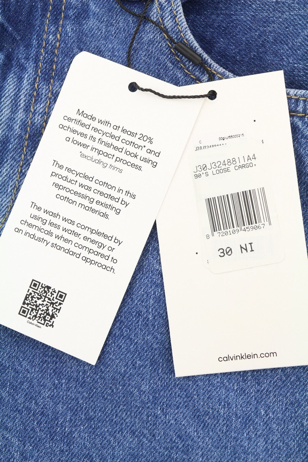 CALVIN KLEIN 90-ųjų laisvi krovininiai vyriški džinsai W30 mėlyni džinsai su užtrauktuku, laisvalaikio stiliumi 