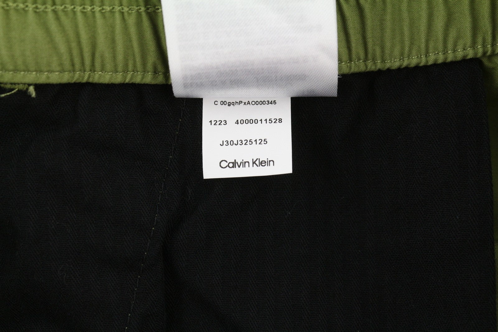 CALVIN KLEIN Utility Cotton Pop vyriškos kelnės, žalios, su elastingu juosmeniu, užtrauktuku