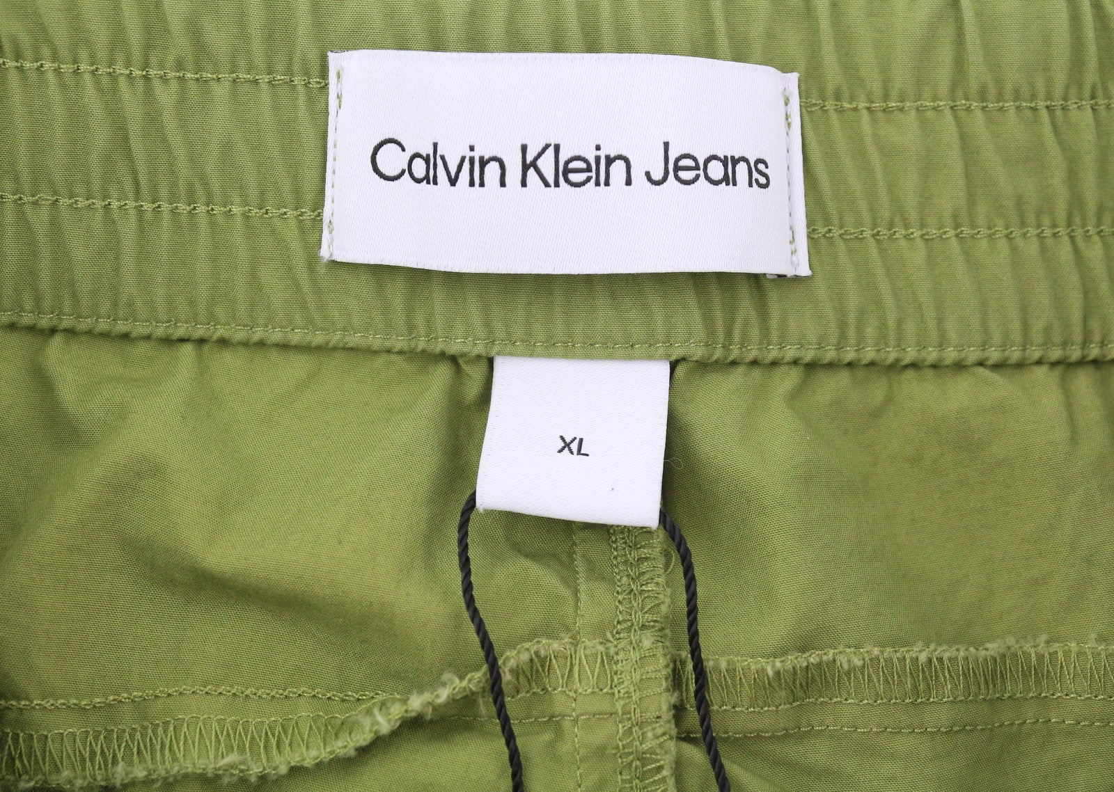 CALVIN KLEIN Utility Cotton Pop vyriškos kelnės, žalios, su elastingu juosmeniu, užtrauktuku