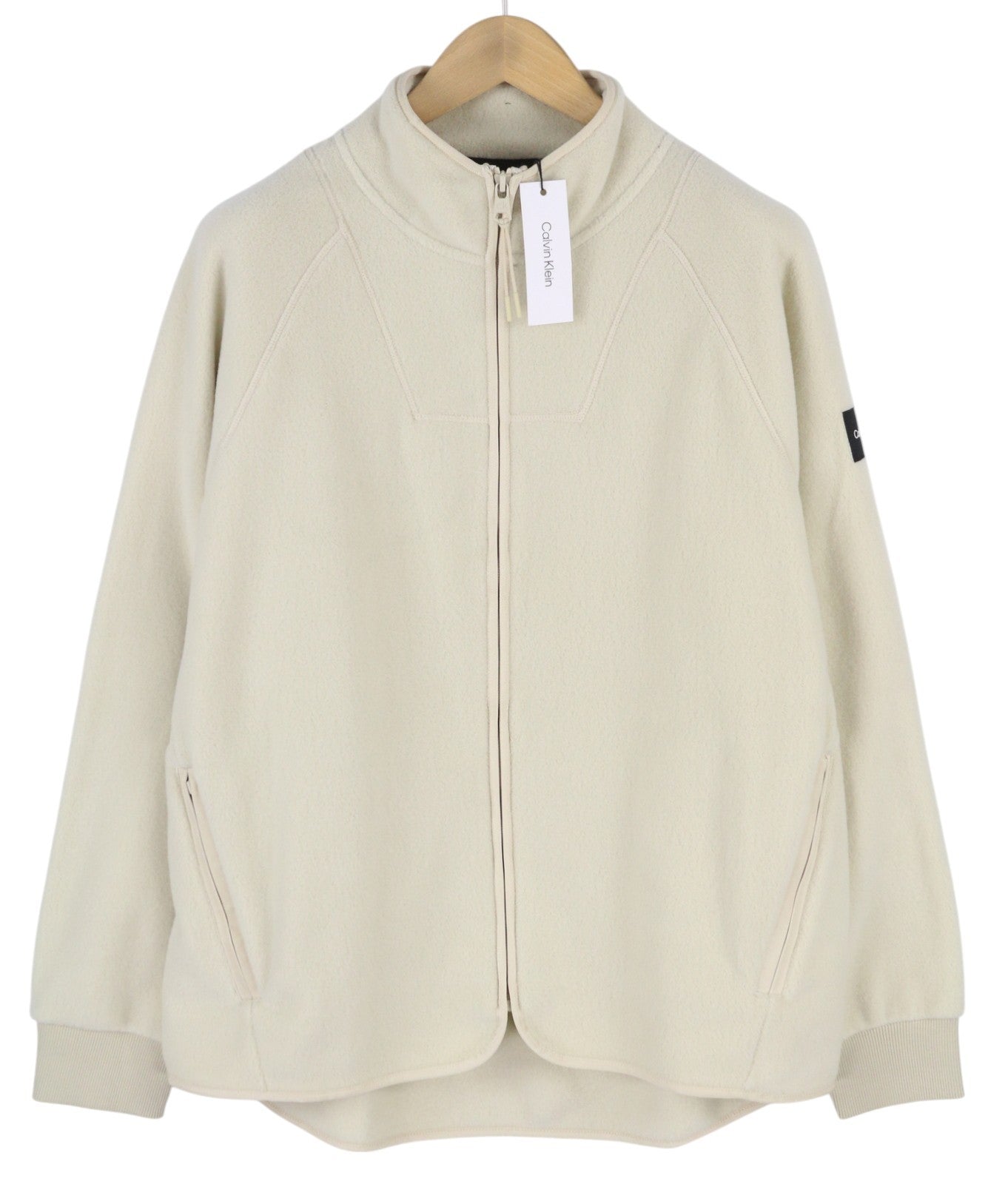 CALVIN KLEIN Premium Polar Fleece vyriškas džemperis L, smėlio spalvos, patogus kirpimas, rekomenduojama kaina – 179 € 
