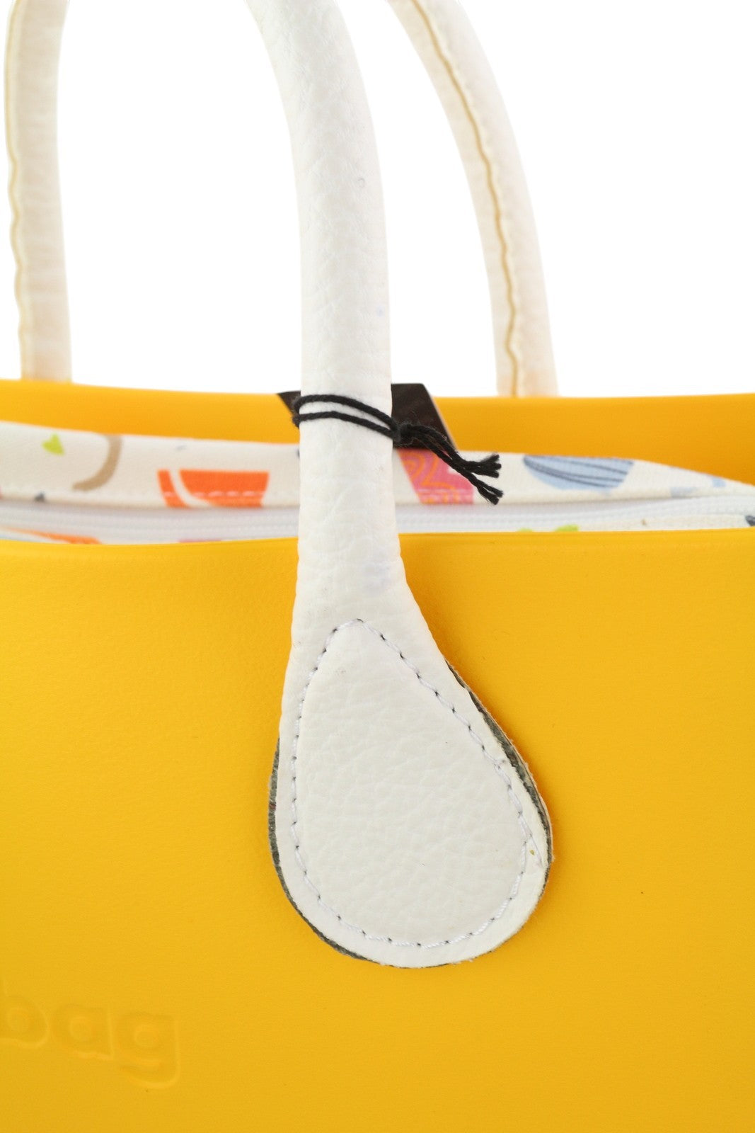 O BAG Mini moteriškas krepšys OS geltonas dvigubomis rankenomis užtrauktuku viduje laisvalaikio kvadratinis 