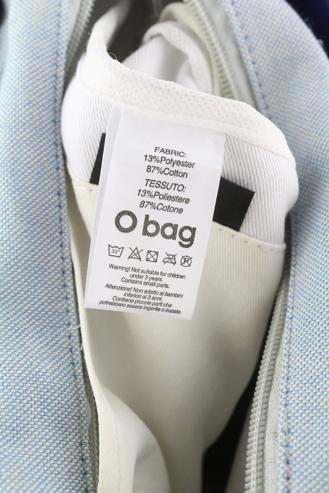 O BAG Chic moteriškas krepšys OS mėlynas dvigubomis rankenomis vidinis krepšys su kvadratiniu logotipu 