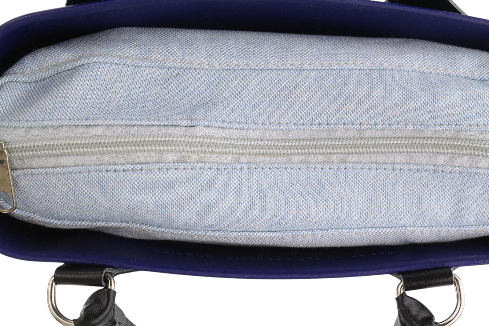 O BAG Chic moteriškas krepšys OS mėlynas dvigubomis rankenomis vidinis krepšys su kvadratiniu logotipu 