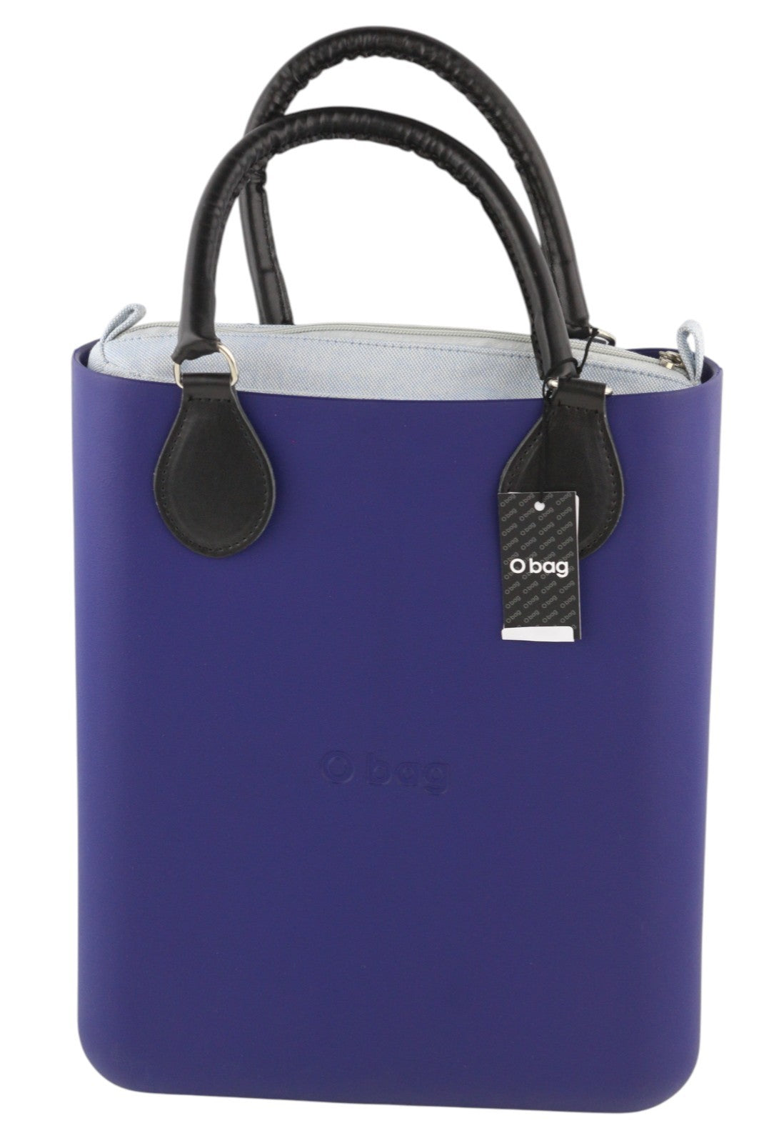 O BAG Chic moteriškas krepšys OS mėlynas dvigubomis rankenomis vidinis krepšys su kvadratiniu logotipu 