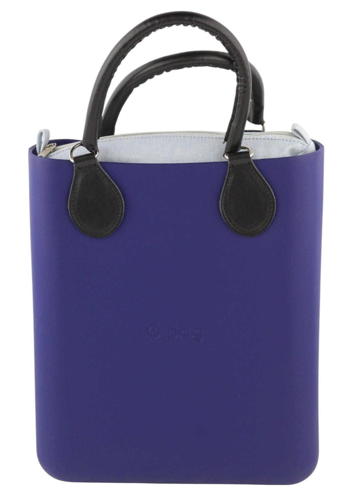 O BAG Chic moteriškas krepšys OS mėlynas dvigubomis rankenomis vidinis krepšys su kvadratiniu logotipu 