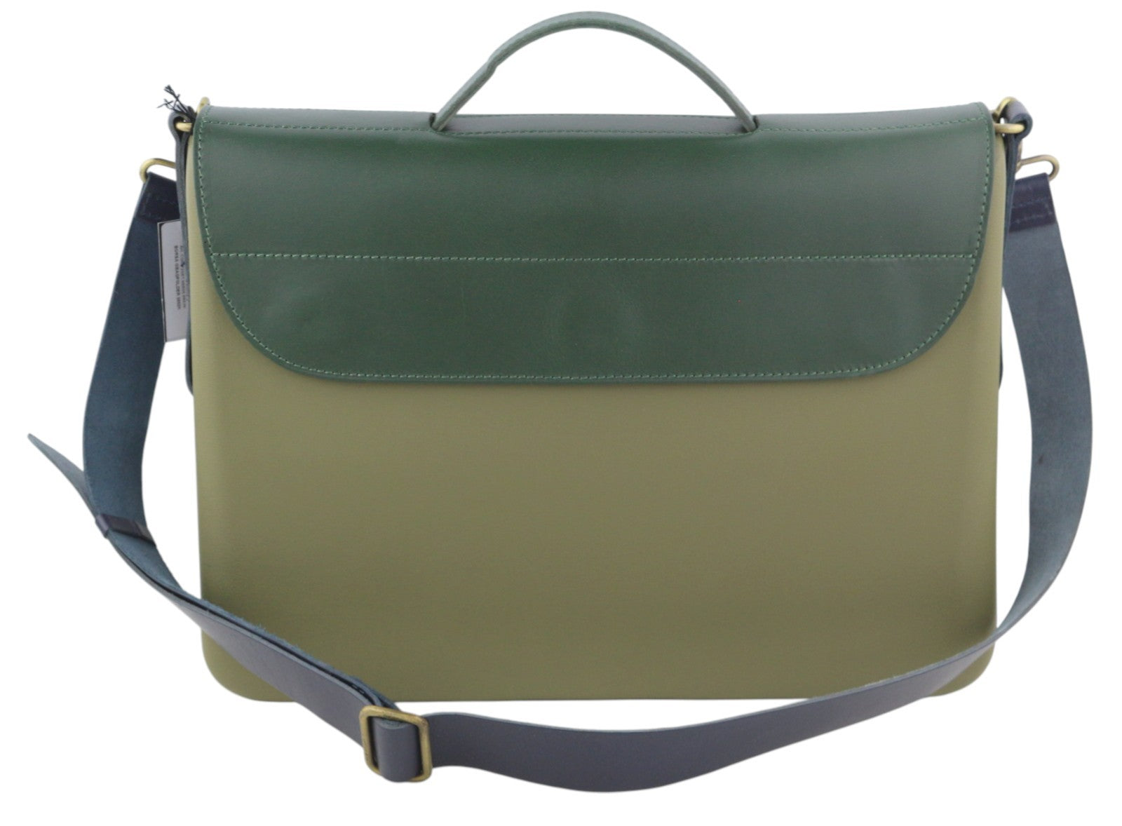 O BAG moteriškas krepšys su aplanku, žalias, odinis nešiojamojo kompiuterio krepšys su reguliuojamu dirželiu, su odinėmis detalėmis. 