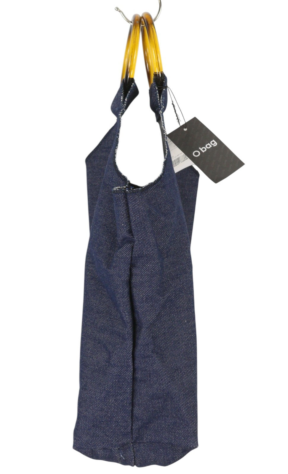 O BAG Rings džinsinis moteriškas krepšys OS tamsiai mėlynas apvalios rankenos pirkinių krepšys laisvalaikiui 