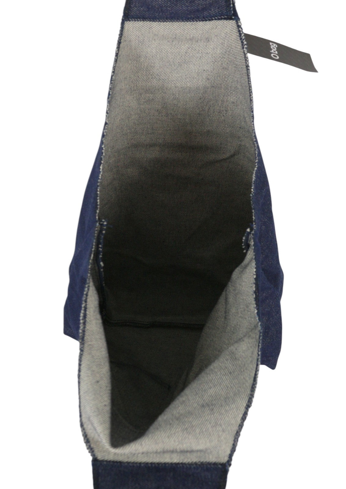 O BAG Rings džinsinis moteriškas krepšys OS tamsiai mėlynas apvalios rankenos pirkinių krepšys laisvalaikiui 