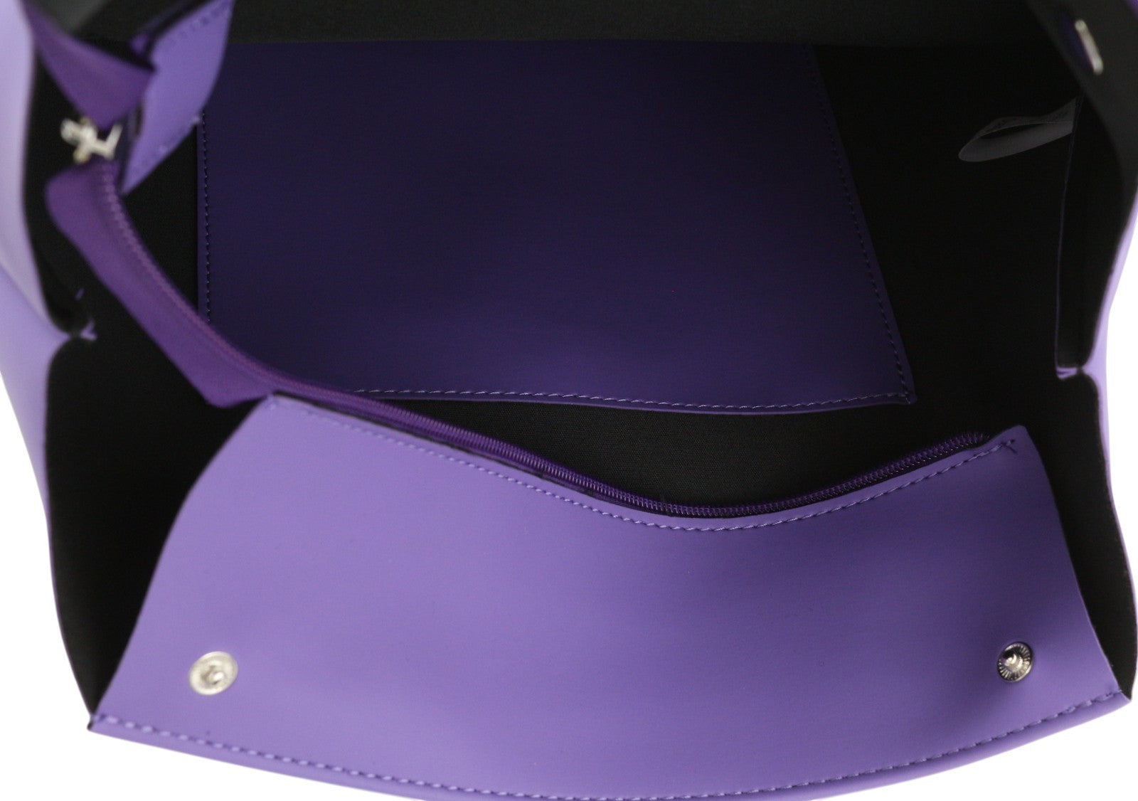 O BAG D217 moteriškas krepšys OS violetinė violetinė dviguba rankena su uždėtinėmis kišenėmis ir logotipu 