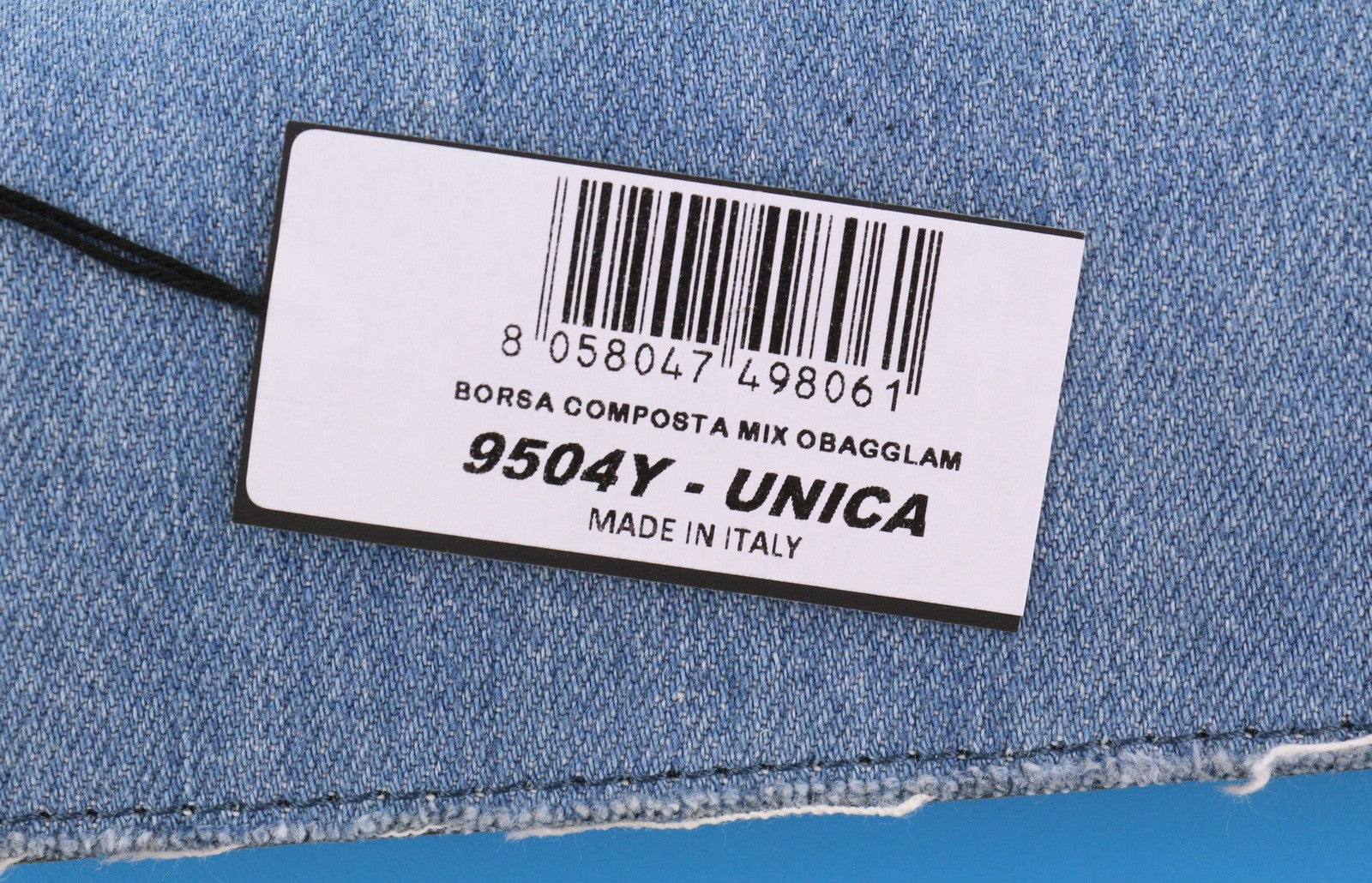 O BAG Glam moteriška rankinė OS mėlyna džinsinio audinio įdėklu su metaline grandinėle, užsegimu per petį 