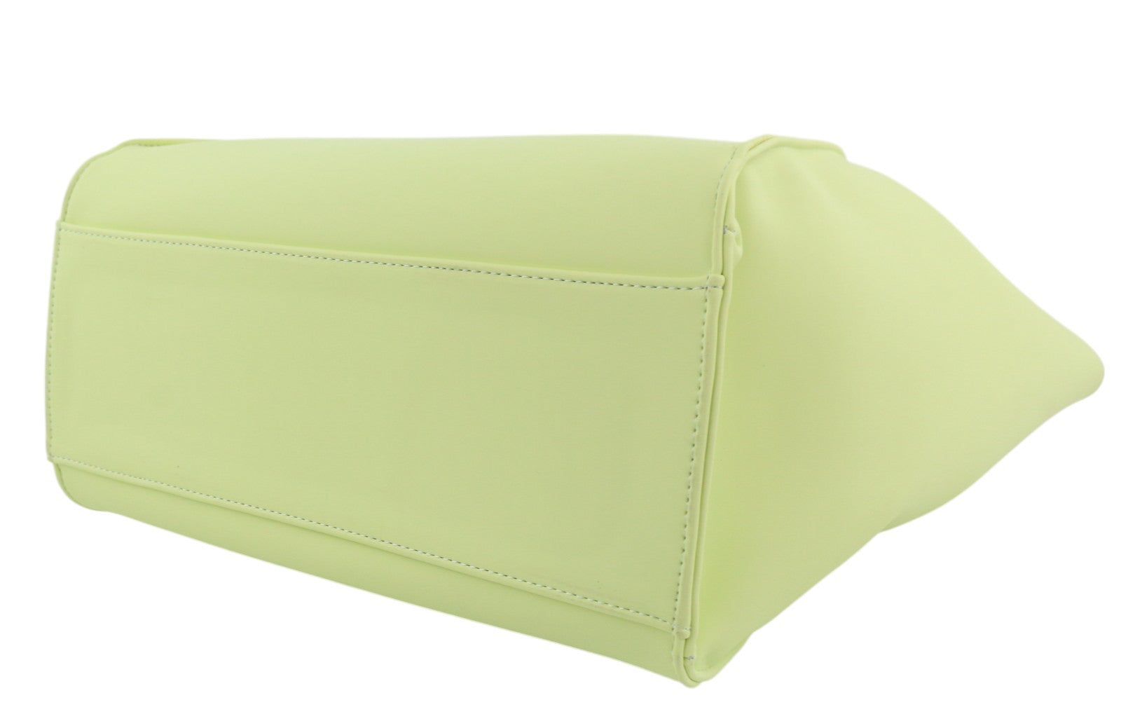 O BAG California moteriškas krepšys OS šviesiai žalias su dvigubomis rankenomis, trapecijos formos pirkinių krepšys 