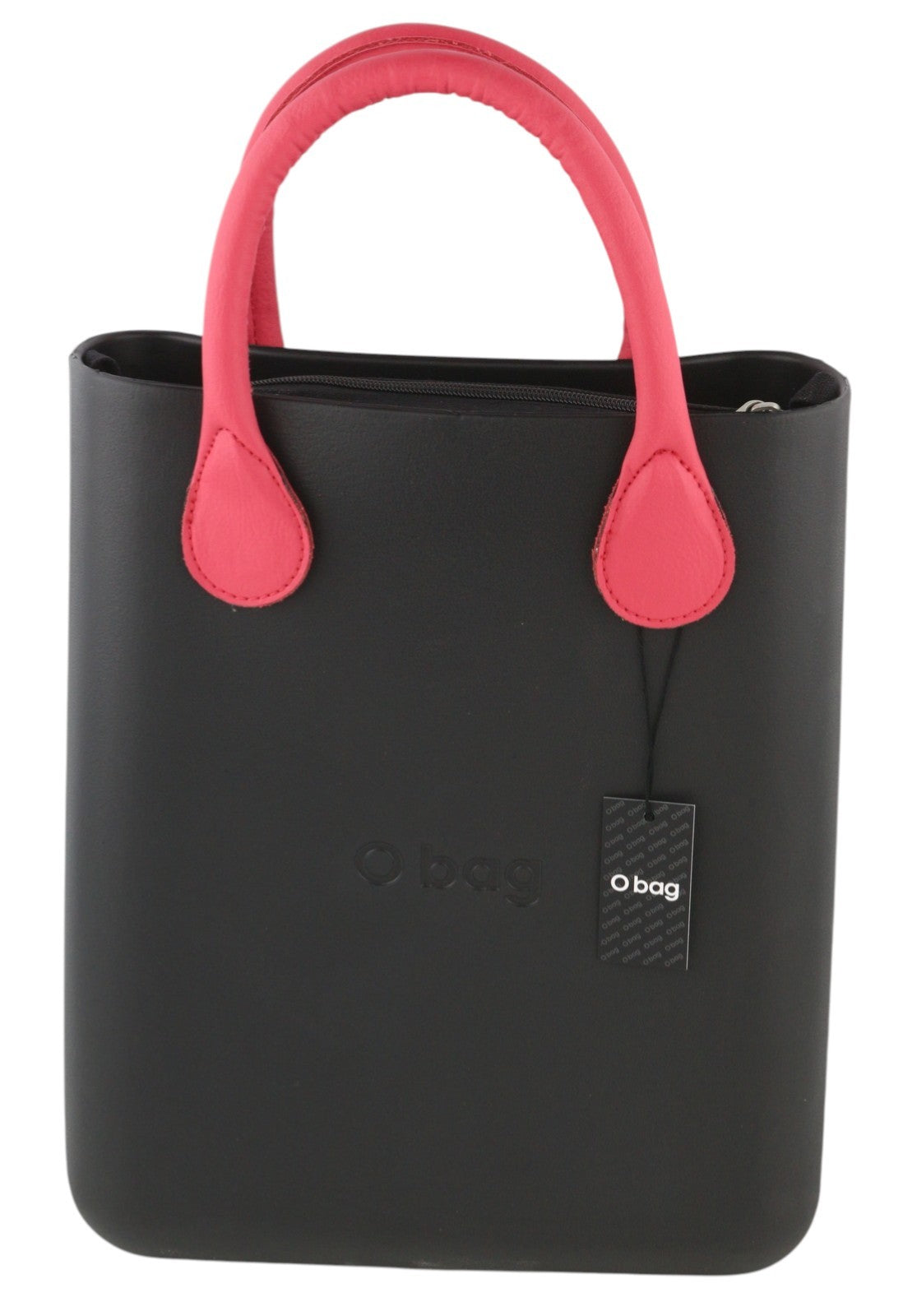 O BAG Chic moteriškas krepšys OS juodas su dviem rankenomis, mini rankinukas su kvadratiniu logotipu 