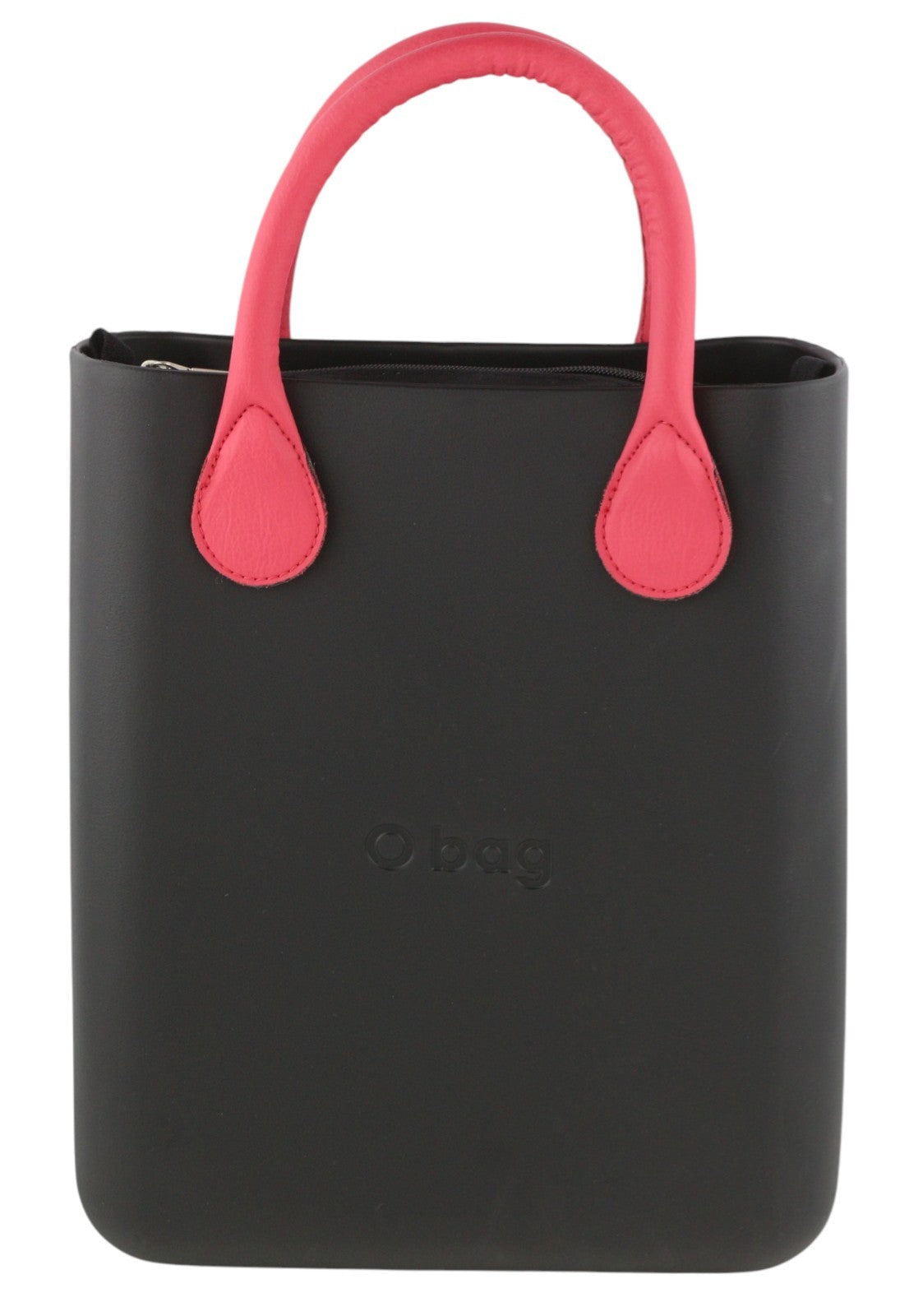 O BAG Chic moteriškas krepšys OS juodas su dviem rankenomis, mini rankinukas su kvadratiniu logotipu 