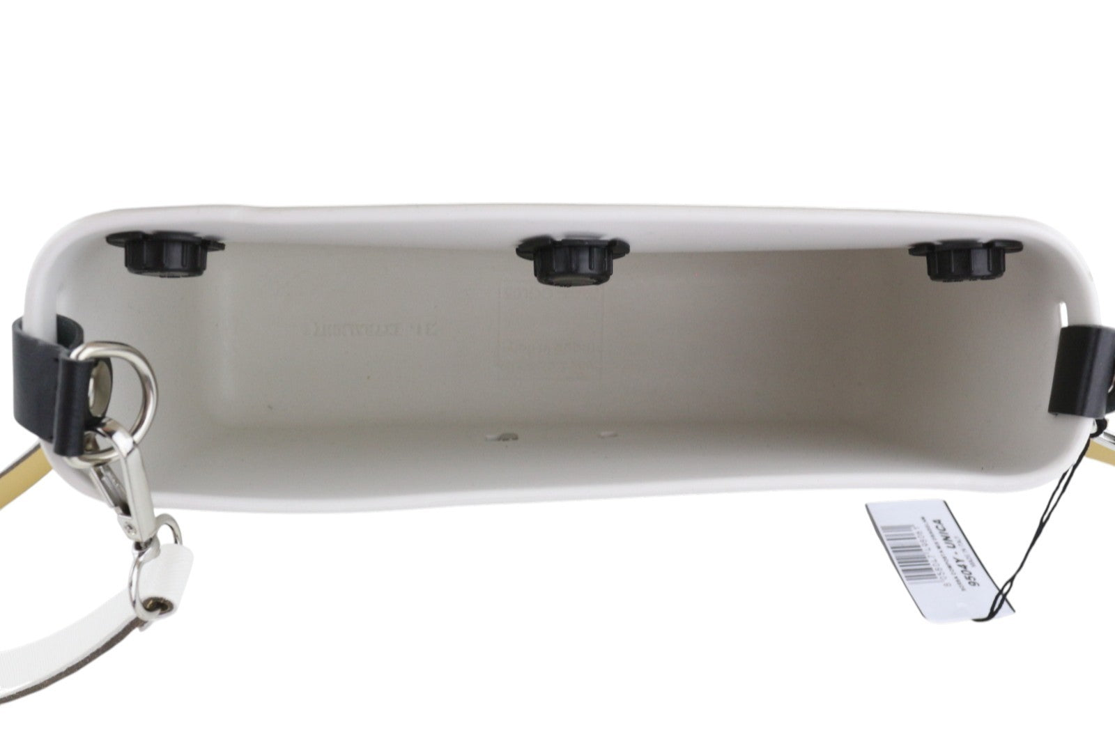 O BAG Glam moteriška rankinė OS balta raštuota reguliuojamo dirželio užsegimu su logotipu per petį 