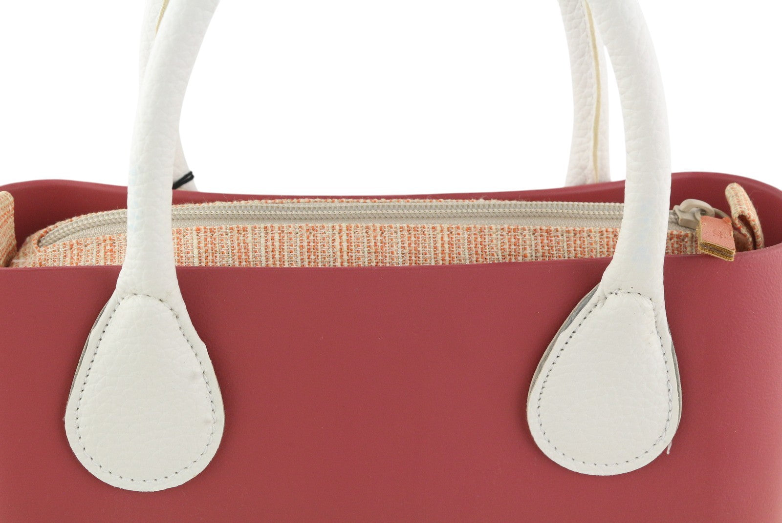 O BAG Chic moteriškas krepšys OS Pink dvigubomis rankenomis, mini rankinukas su kvadratiniu logotipu 