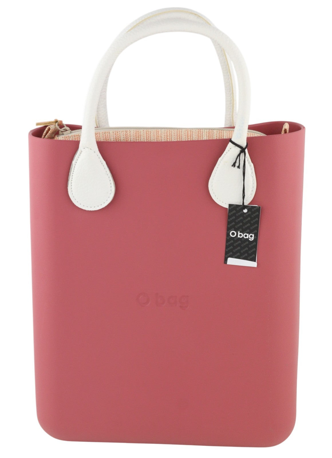 O BAG Chic moteriškas krepšys OS Pink dvigubomis rankenomis, mini rankinukas su kvadratiniu logotipu 