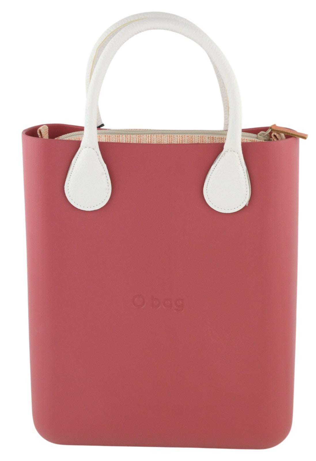 O BAG Chic moteriškas krepšys OS Pink dvigubomis rankenomis, mini rankinukas su kvadratiniu logotipu 