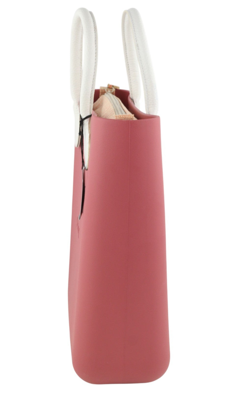 O BAG Chic moteriškas krepšys OS Pink dvigubomis rankenomis, mini rankinukas su kvadratiniu logotipu 