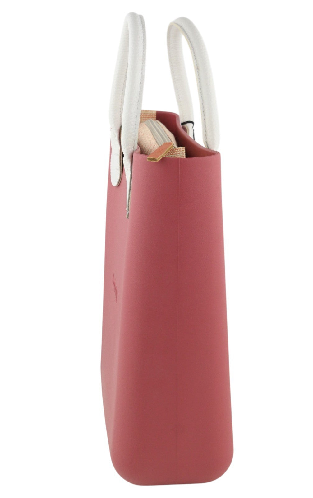 O BAG Chic moteriškas krepšys OS Pink dvigubomis rankenomis, mini rankinukas su kvadratiniu logotipu 