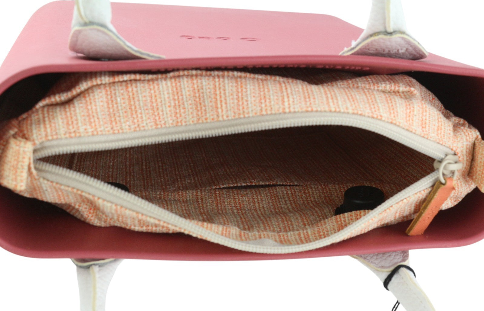 O BAG Chic moteriškas krepšys OS Pink dvigubomis rankenomis, mini rankinukas su kvadratiniu logotipu 