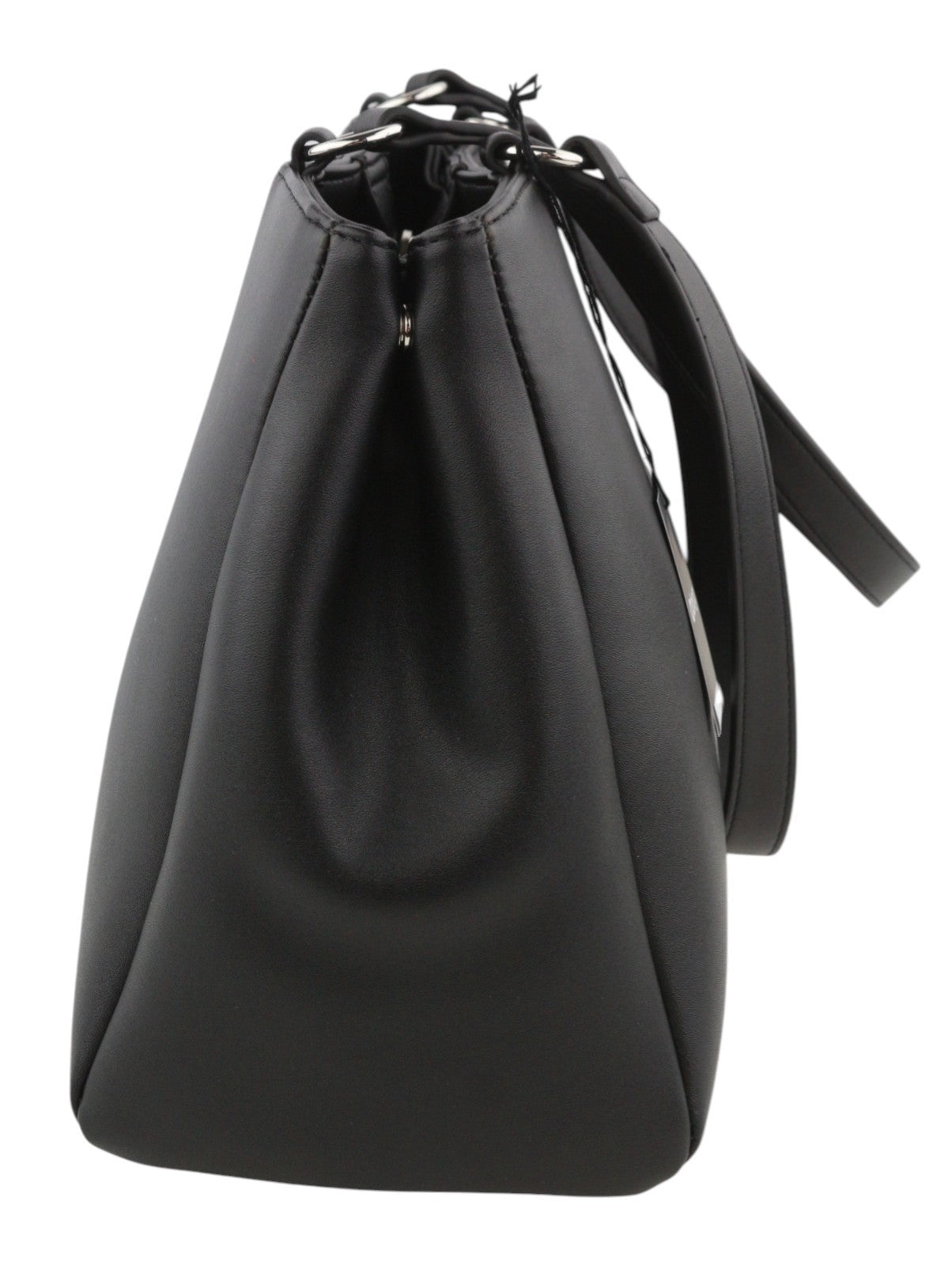 O BAG Vienna moteriškas krepšys OS juodas su dvigubomis rankenomis, užsegimu, pamušalu, logotipu ir kvadratu.