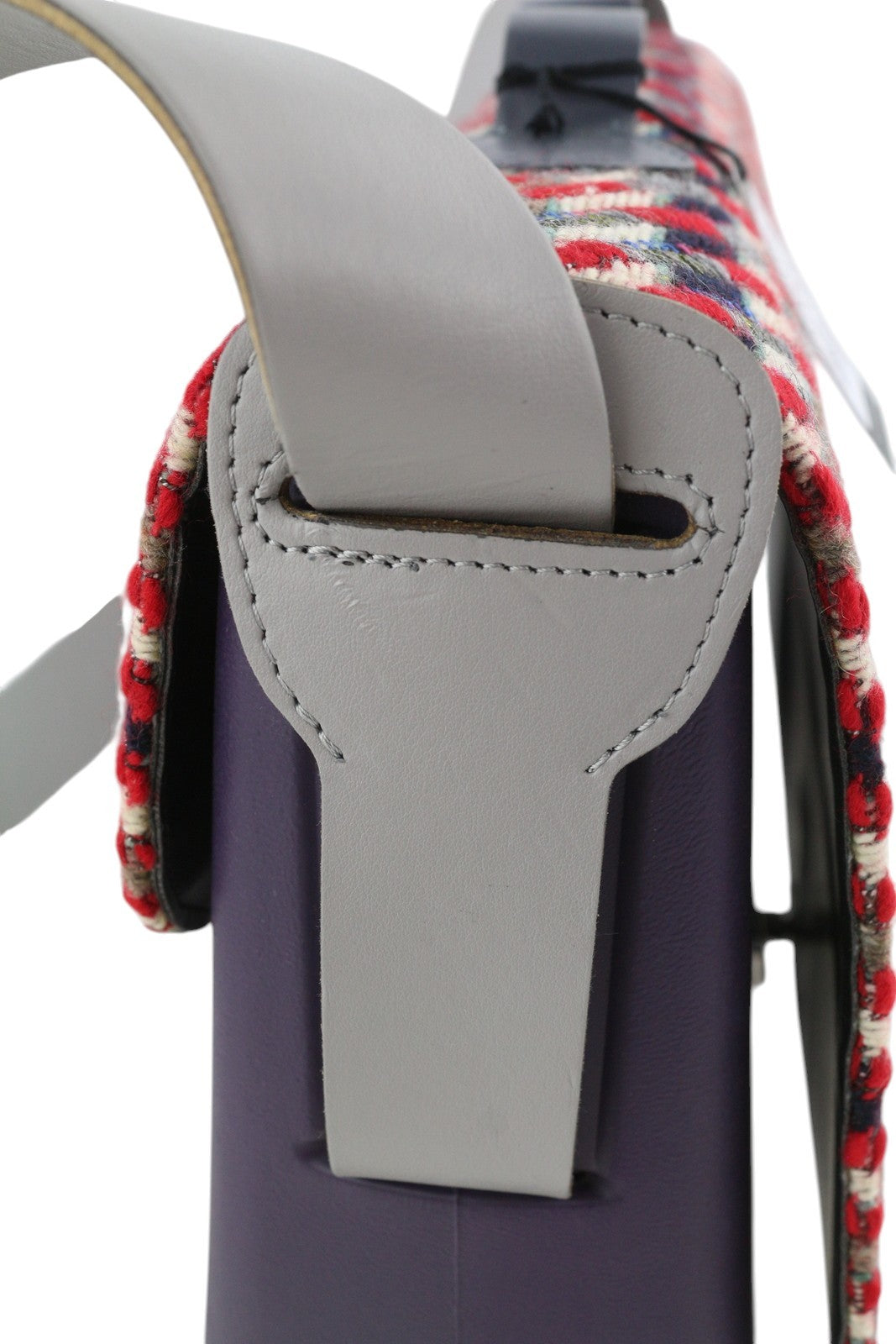 O BAG moteriškas krepšys su užlenkiama rankena, violetinė, tvido rašto, užsegamas užsegimu 