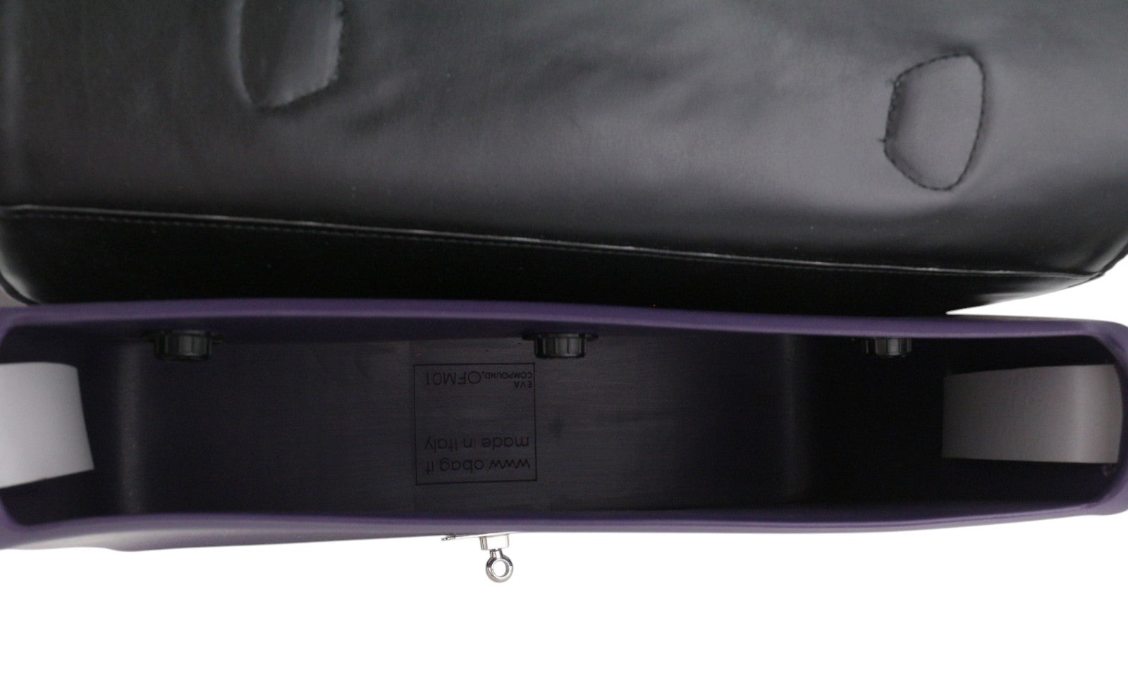 O BAG moteriškas krepšys su užlenkiama rankena, violetinė, tvido rašto, užsegamas užsegimu 