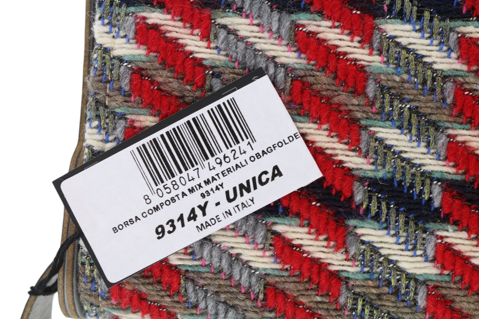 O BAG moteriškas krepšys su užlenkiama rankena, violetinė, tvido rašto, užsegamas užsegimu 