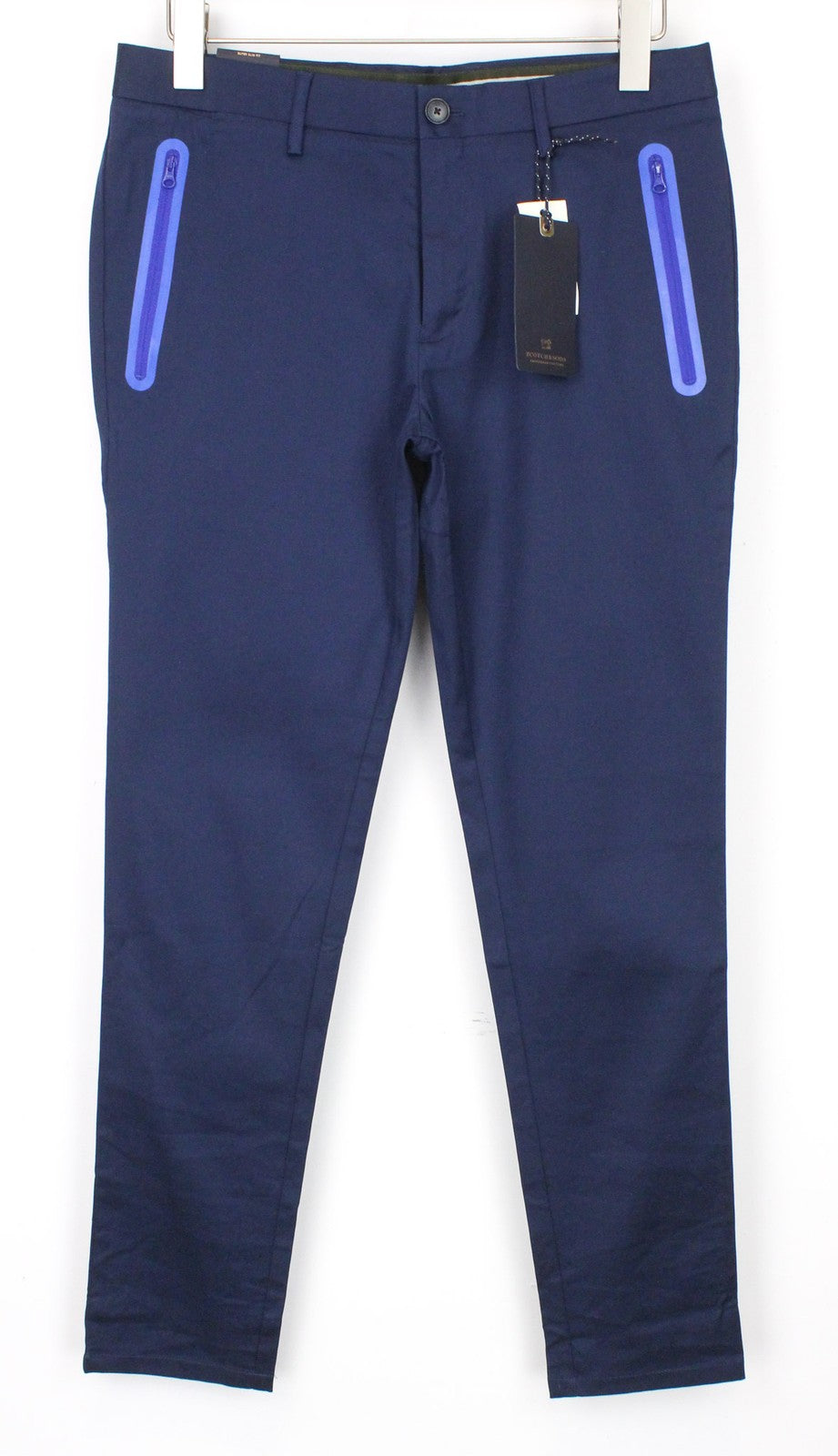 SCOTCH & SODA Mott Men's Marine Blue Chino Slim Stretch Trousers W31/L32 Style